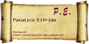 Patatics Elfrida névjegykártya